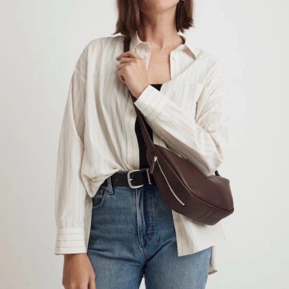 Madewell Dark Brown Leather Crossbody Sling Bag